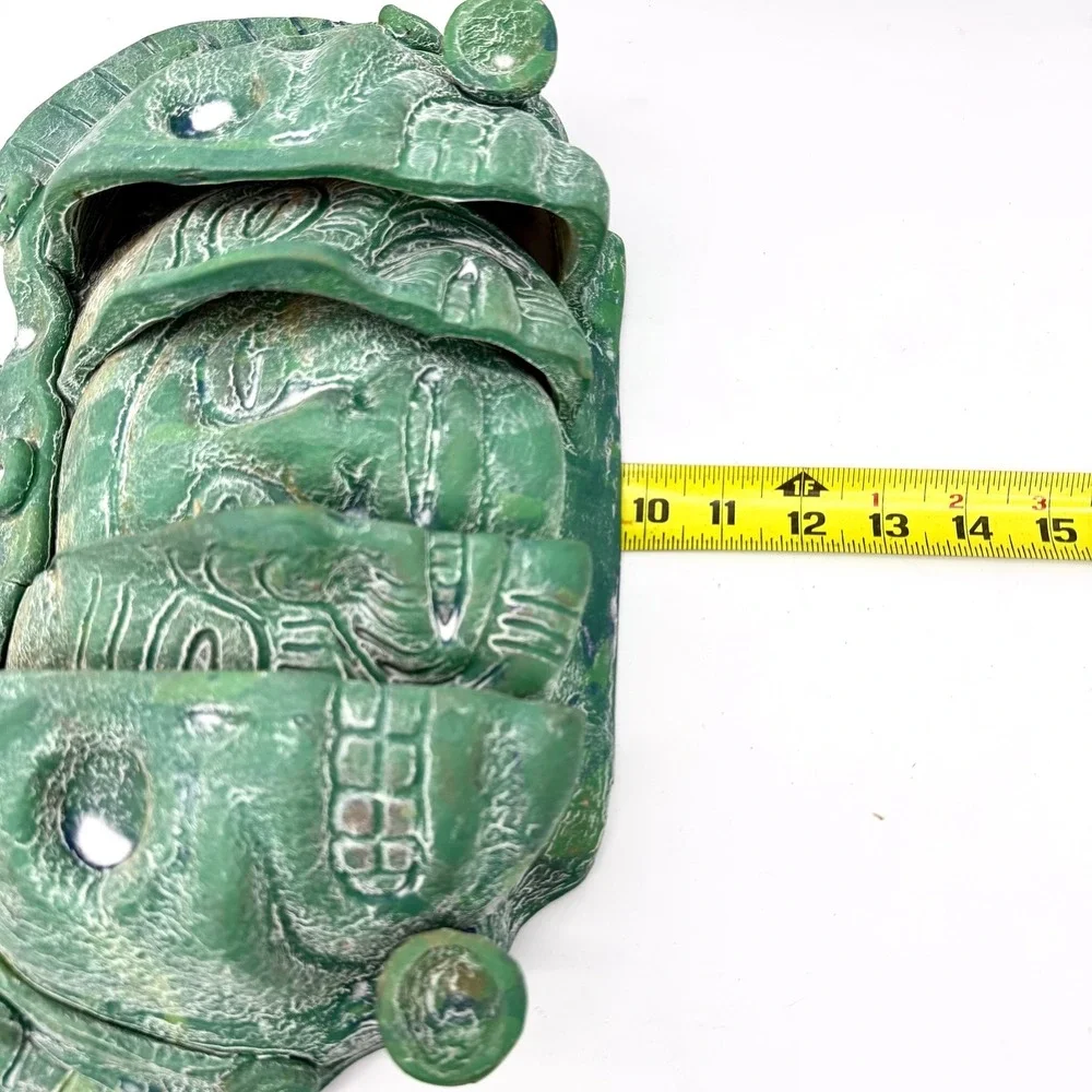 Vintage Mesoamerican Triple‎ Death Mask Three Ages of Man Wall Art Green
